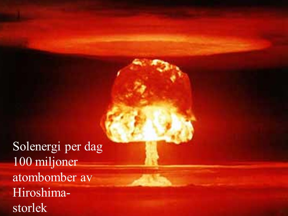 Solenergi per dag 100 miljoner atombomber av Hiroshima- storlek