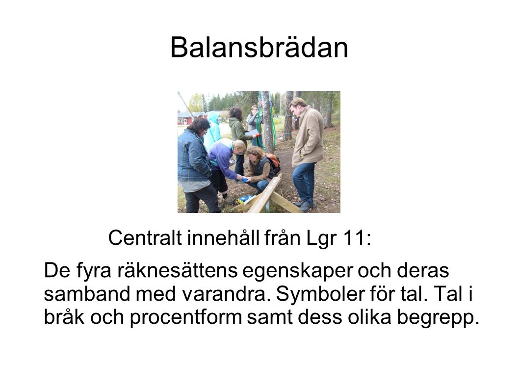 Balansbrädan Centralt innehåll från Lgr 11: