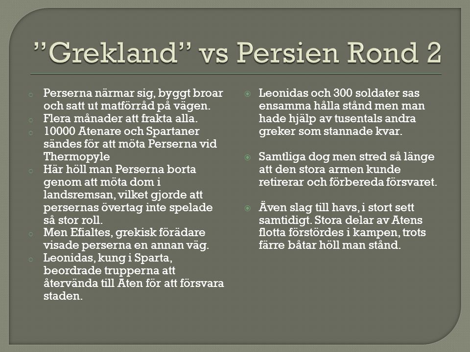 Grekland vs Persien Rond 2