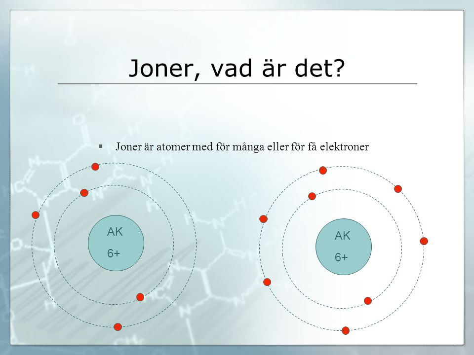 Joner är atomer med för många eller för få elektroner