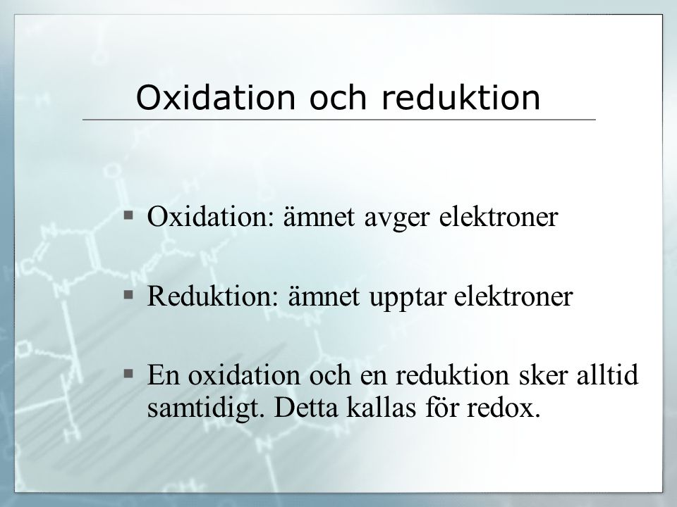 Oxidation och reduktion