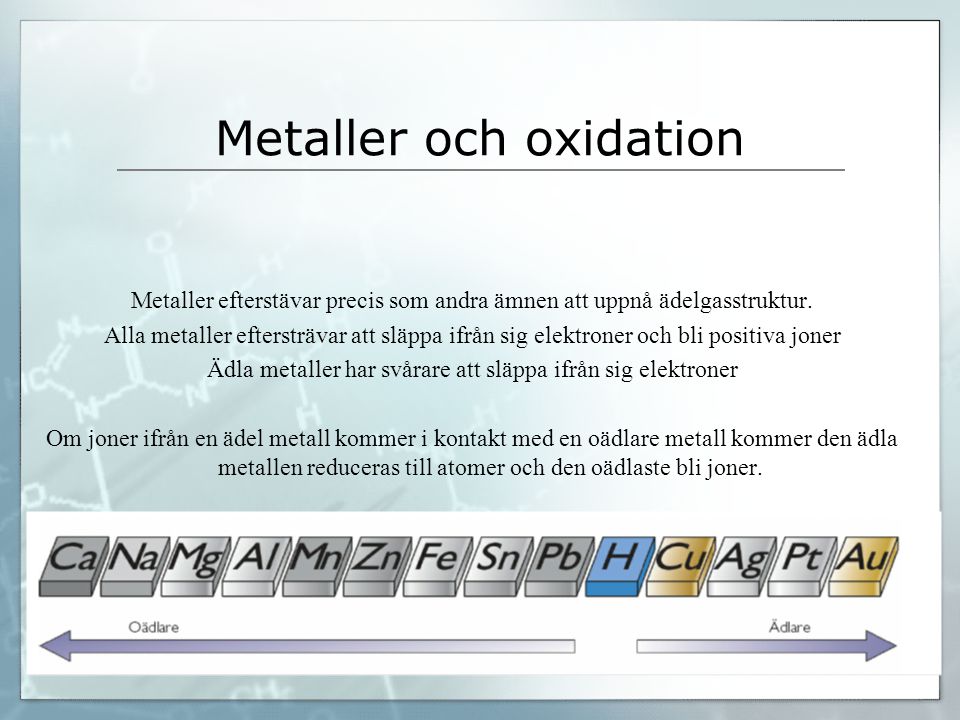 Metaller och oxidation