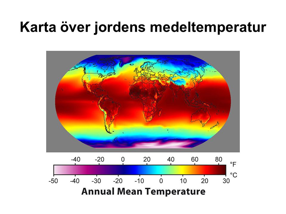 Karta över jordens medeltemperatur