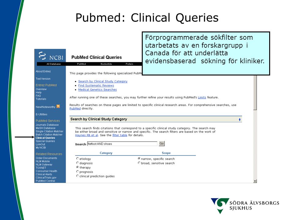 Pubmed: Clinical Queries