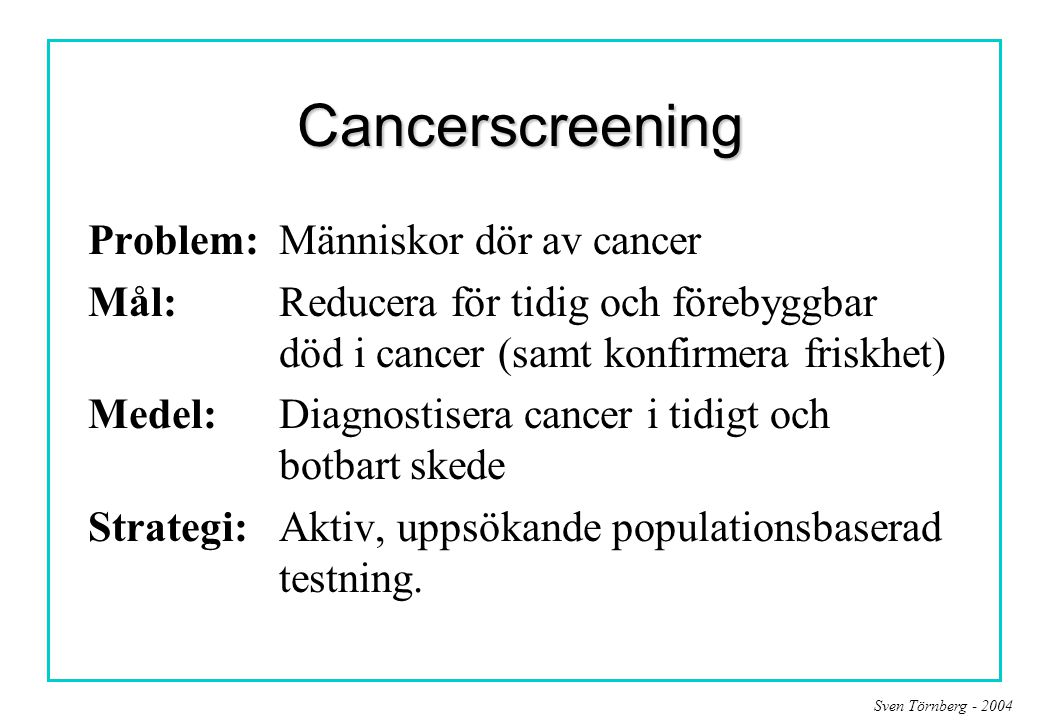 Cancerscreening Problem: Människor dör av cancer