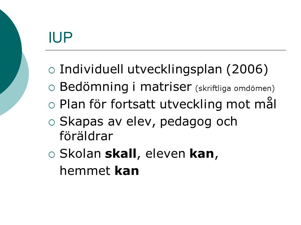IUP Individuell utvecklingsplan (2006)