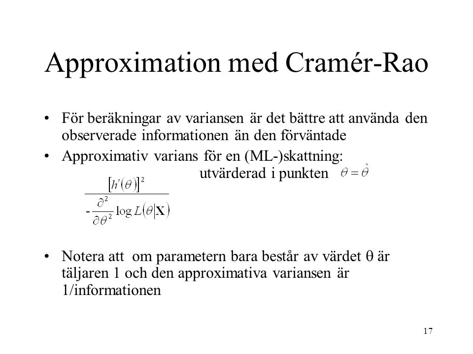 Approximation med Cramér-Rao