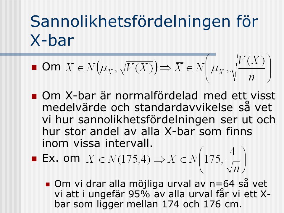 Sannolikhetsfördelningen för X-bar