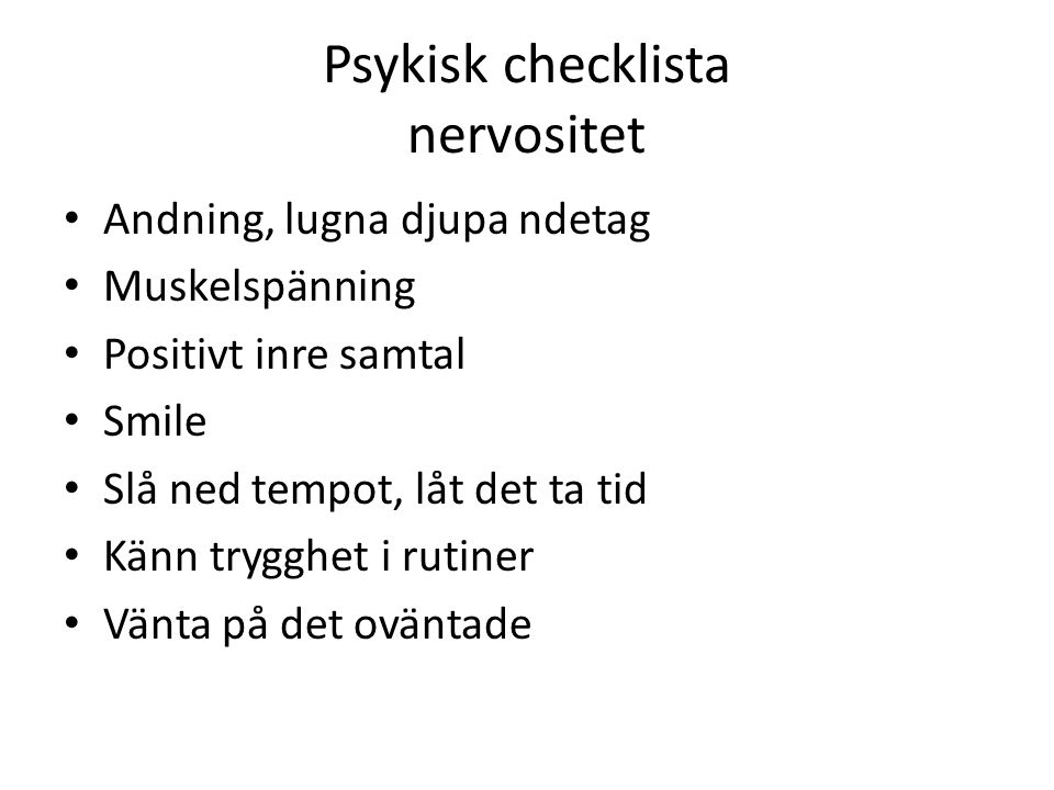 Psykisk checklista nervositet