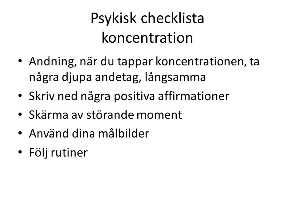 Psykisk checklista koncentration