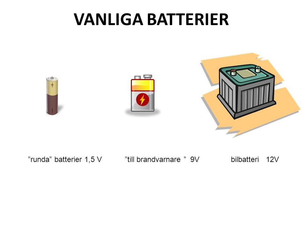 VANLIGA BATTERIER runda batterier 1,5 V till brandvarnare 9V bilbatteri 12V.