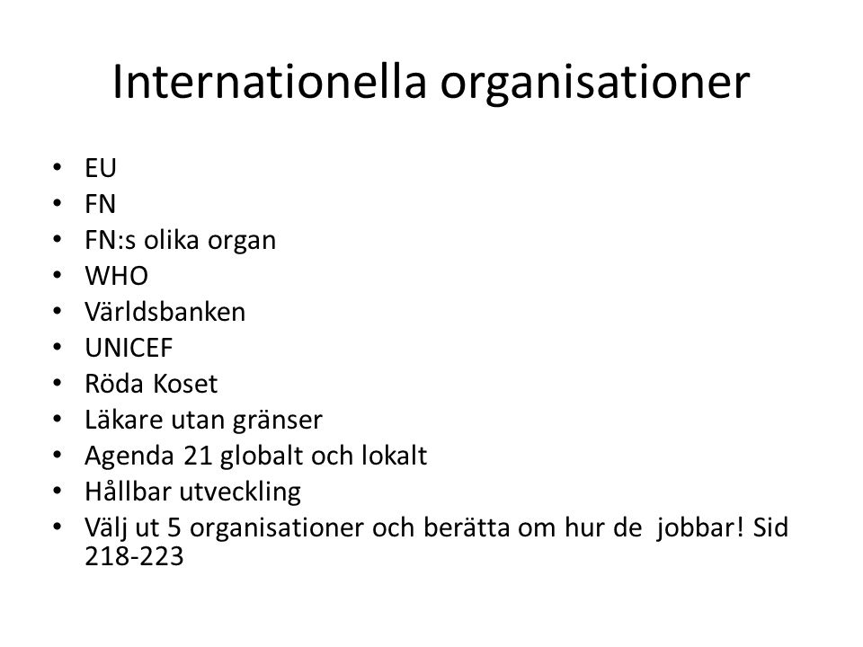Internationella organisationer