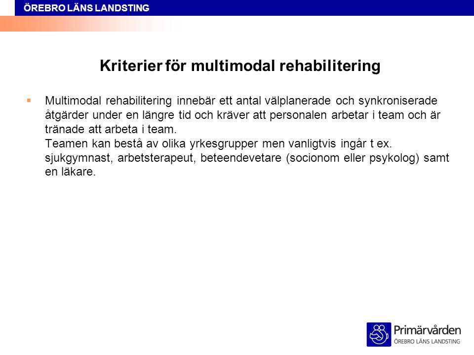Kriterier för multimodal rehabilitering