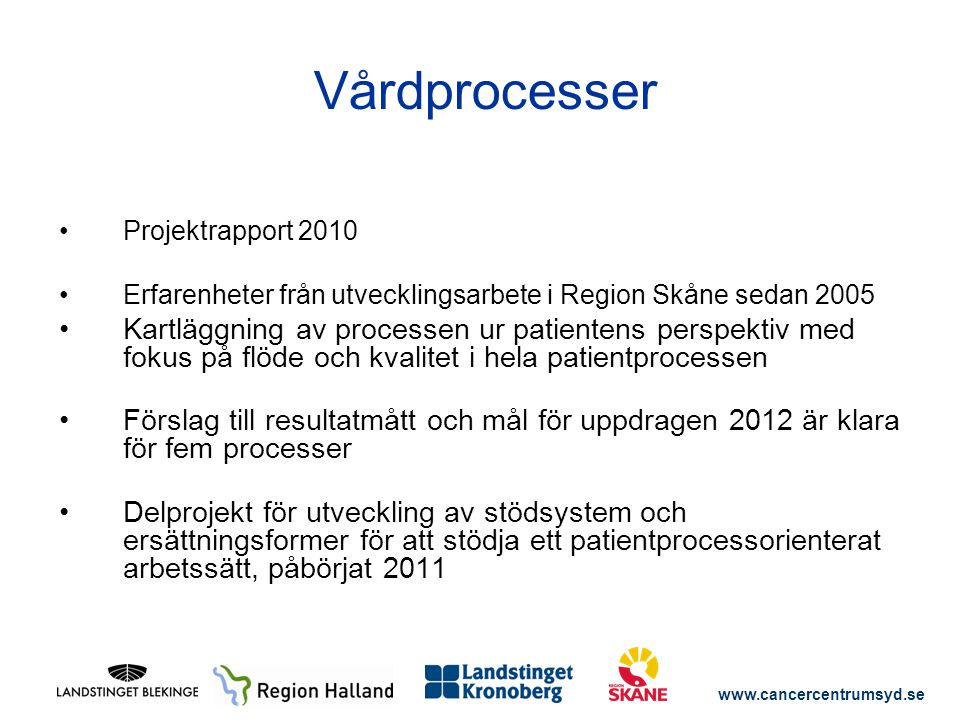 Vårdprocesser Projektrapport Erfarenheter från utvecklingsarbete i Region Skåne sedan