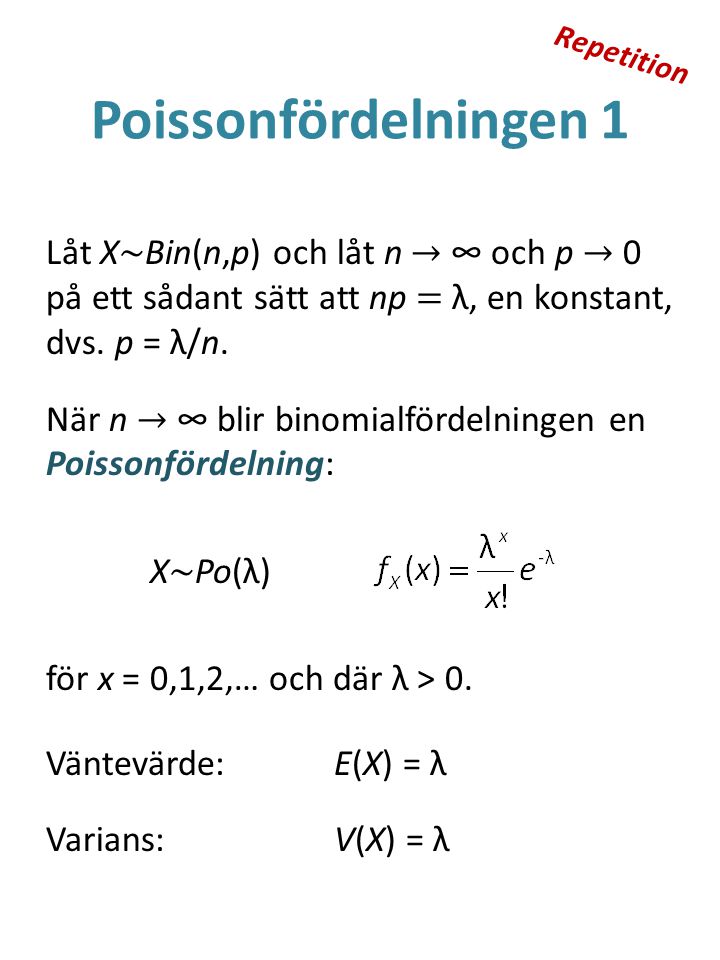 Repetition Poissonfördelningen 1.