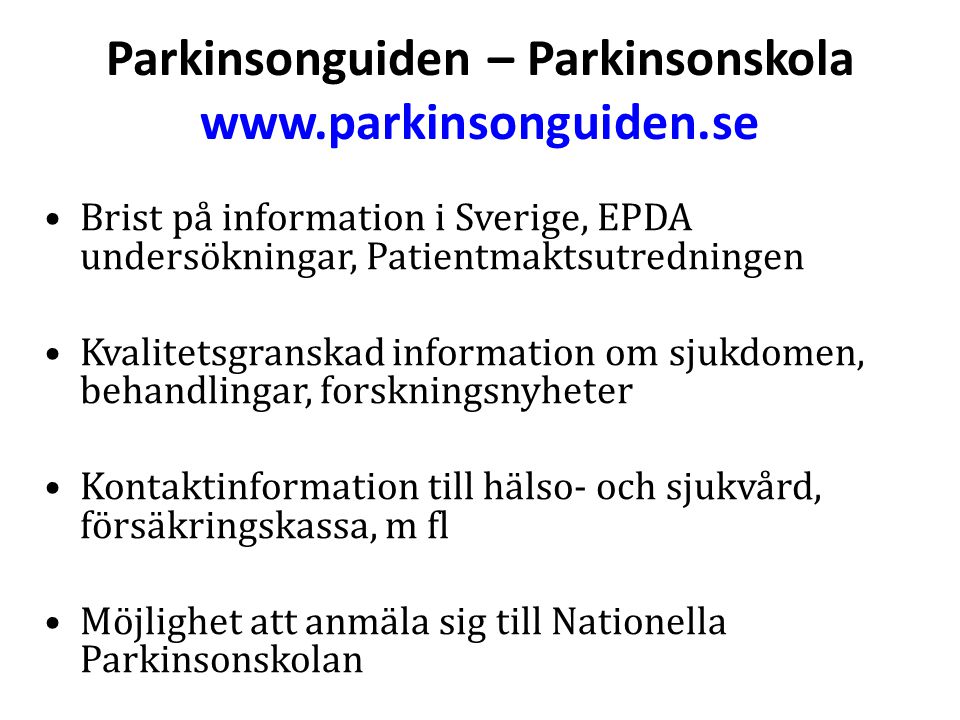 Parkinsonguiden – Parkinsonskola