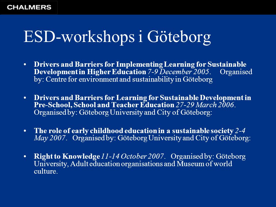 ESD-workshops i Göteborg