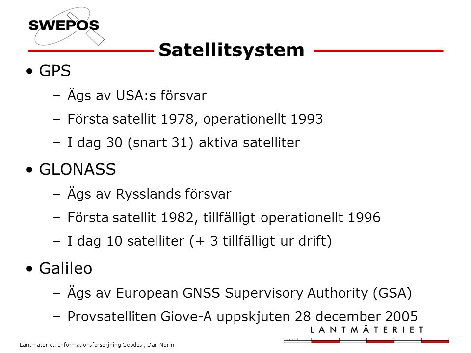 Satellitsystem GPS GLONASS Galileo Ägs av USA:s försvar