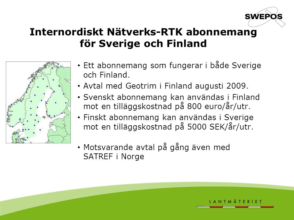 Internordiskt Nätverks-RTK abonnemang för Sverige och Finland