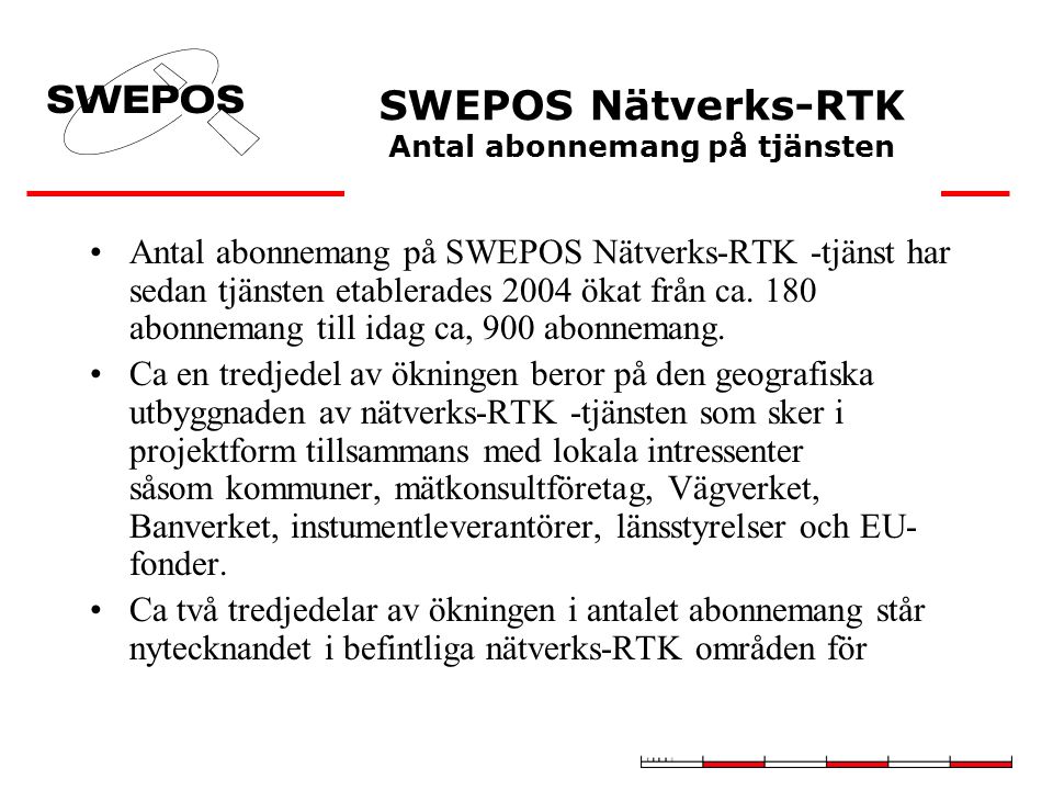 SWEPOS Nätverks-RTK Antal abonnemang på tjänsten