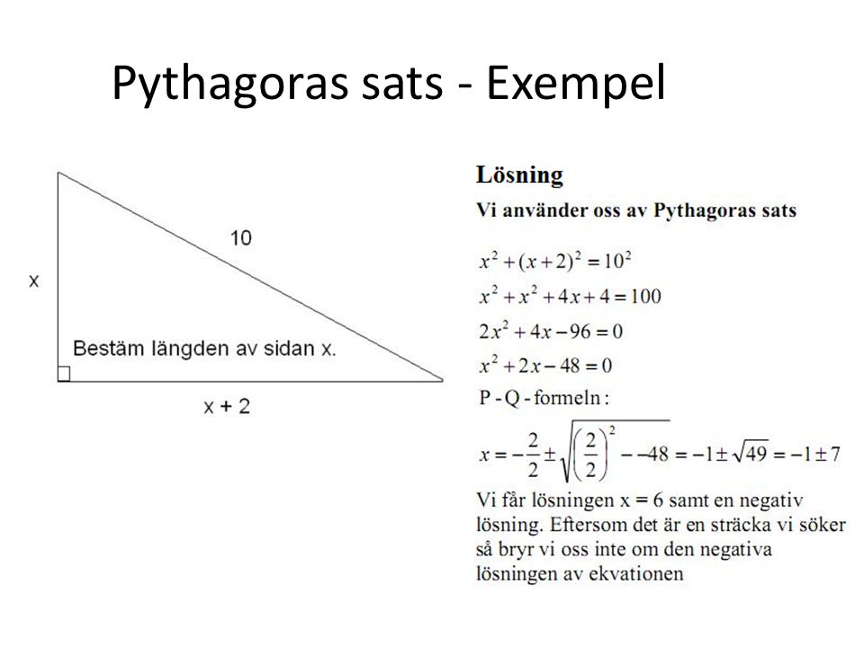 Pythagoras sats - Exempel