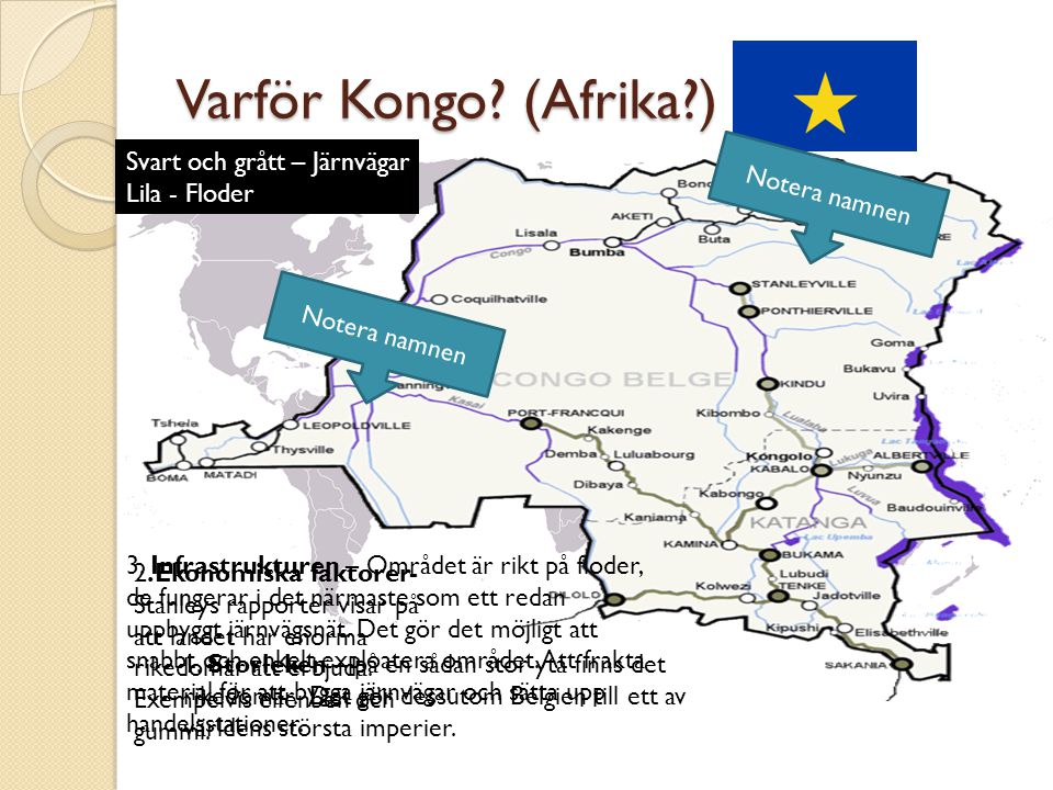 Varför Kongo (Afrika ) Svart och grått – Järnvägar Lila - Floder