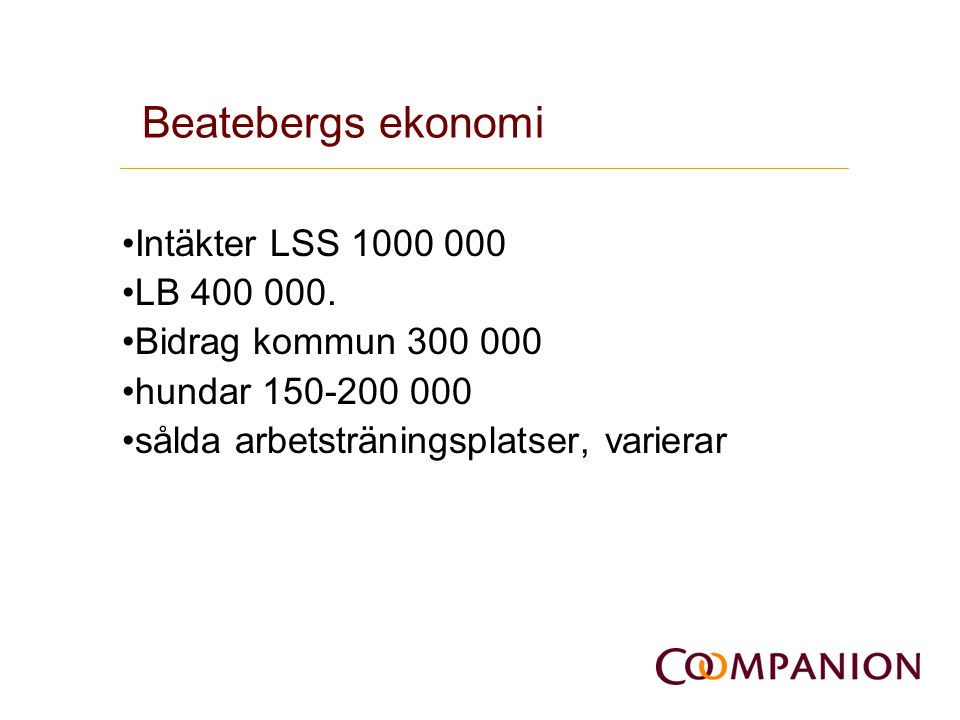 Beatebergs ekonomi Intäkter LSS LB