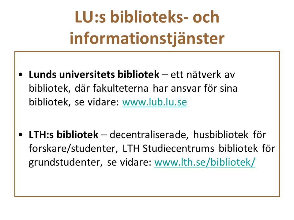 LU:s biblioteks- och informationstjänster