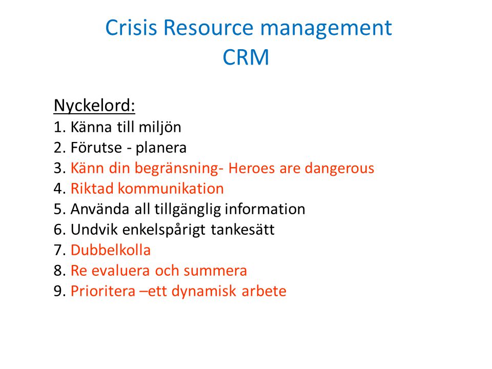 Crisis Resource management CRM