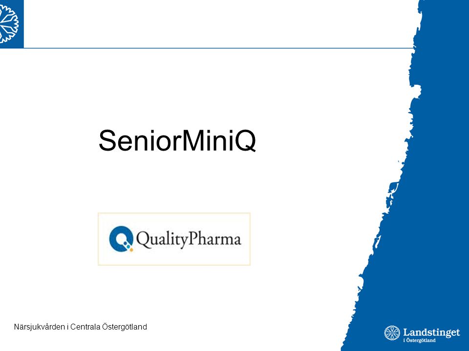 SeniorMiniQ Internetbaserat hjäpmedel för att systematiskt arbeta med läkemedelsgenomgångar. Pat fyller i lm (styrka dos ind samt symtom (20 st))