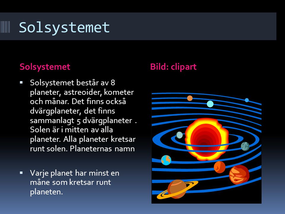 Solsystemet Solsystemet Bild: clipart