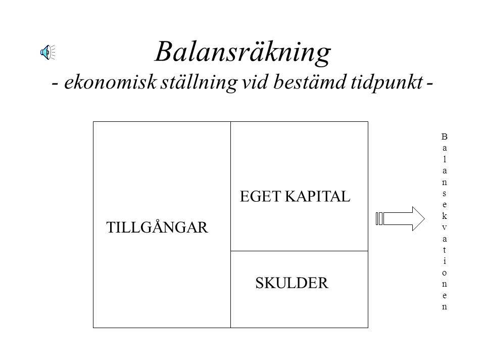 Balansräkning - ekonomisk ställning vid bestämd tidpunkt -