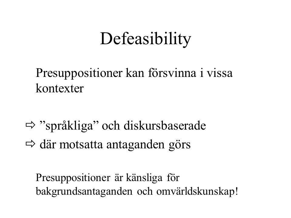 Defeasibility Presuppositioner kan försvinna i vissa kontexter