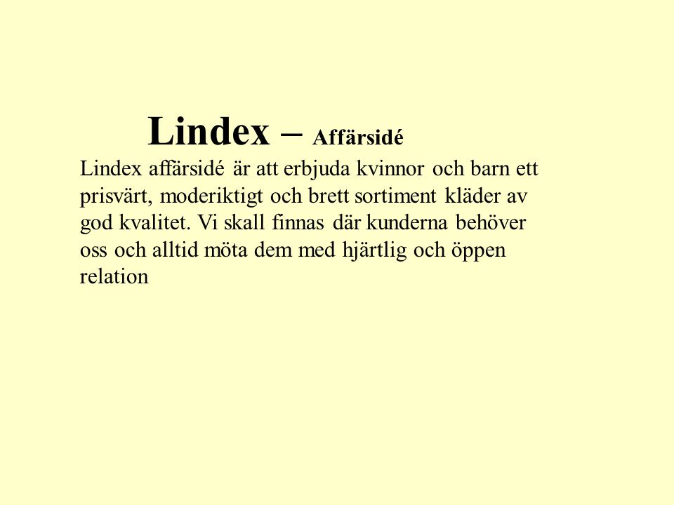 Lindex – Affärsidé