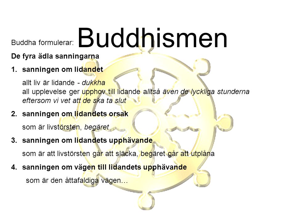 Buddhismen Buddha formulerar: De fyra ädla sanningarna