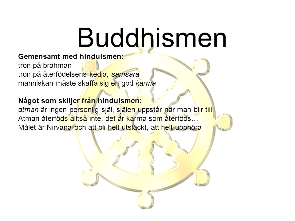 Buddhismen Gemensamt med hinduismen: tron på brahman
