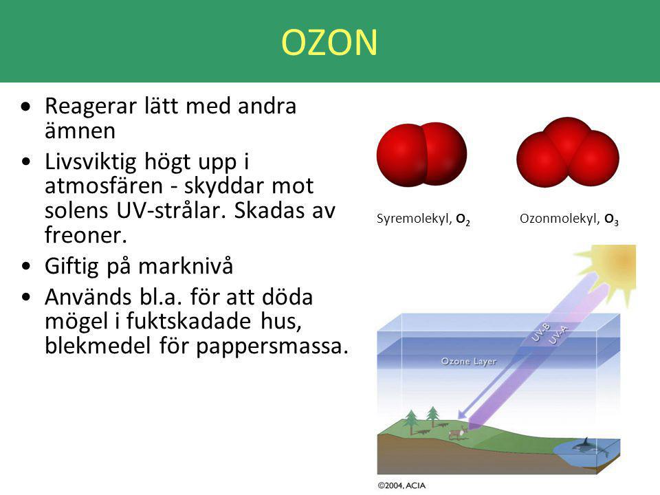 OZON Reagerar lätt med andra ämnen