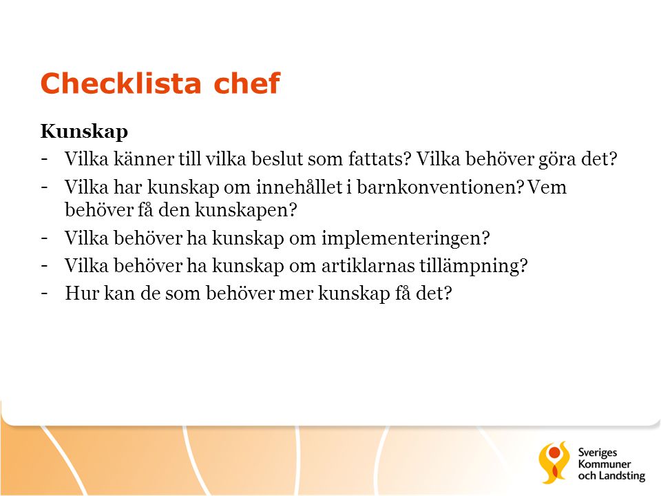 Checklista chef Kunskap