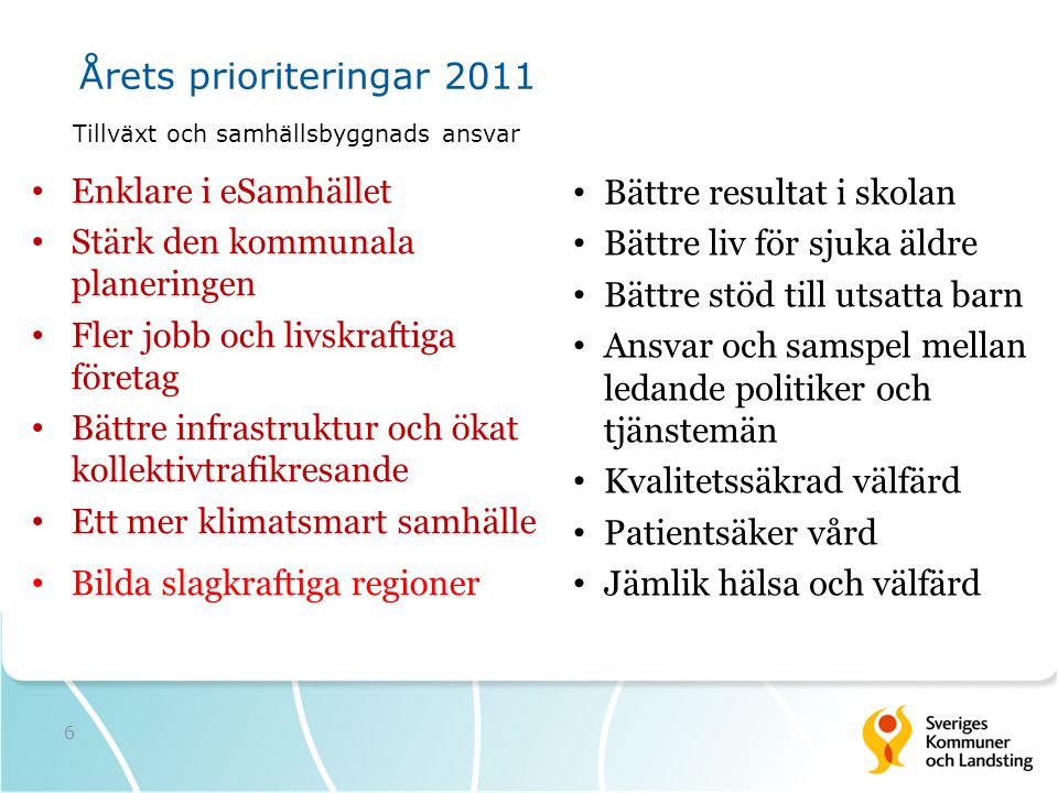Årets prioriteringar 2011 Enklare i eSamhället