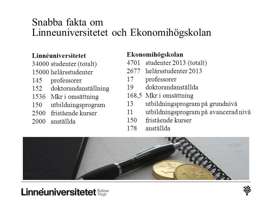 Snabba fakta om Linneuniversitetet och Ekonomihögskolan