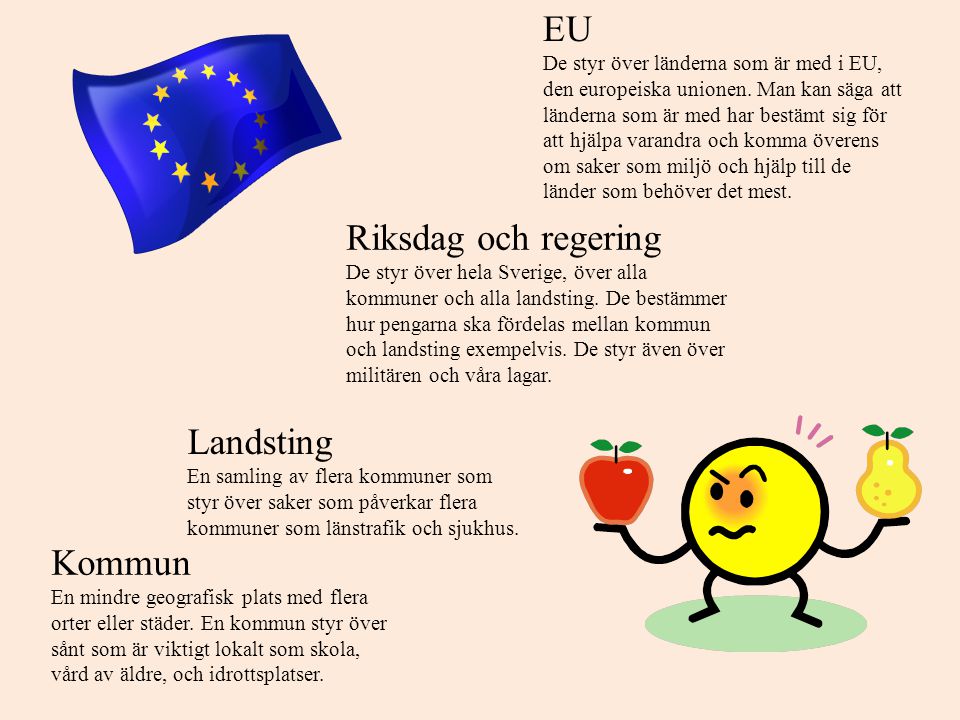 EU Riksdag och regering Landsting Kommun
