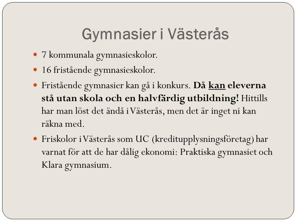 Gymnasier i Västerås 7 kommunala gymnasieskolor.