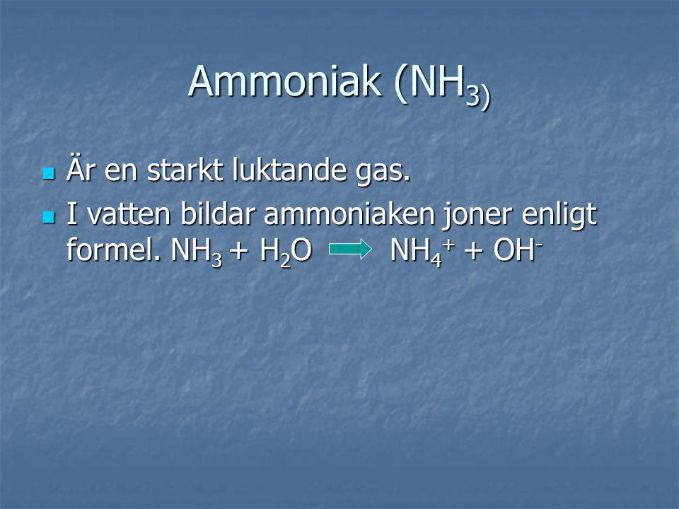 Ammoniak (NH3) Är en starkt luktande gas.