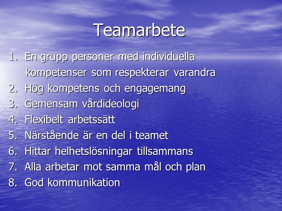 Teamarbete 1. En grupp personer med individuella