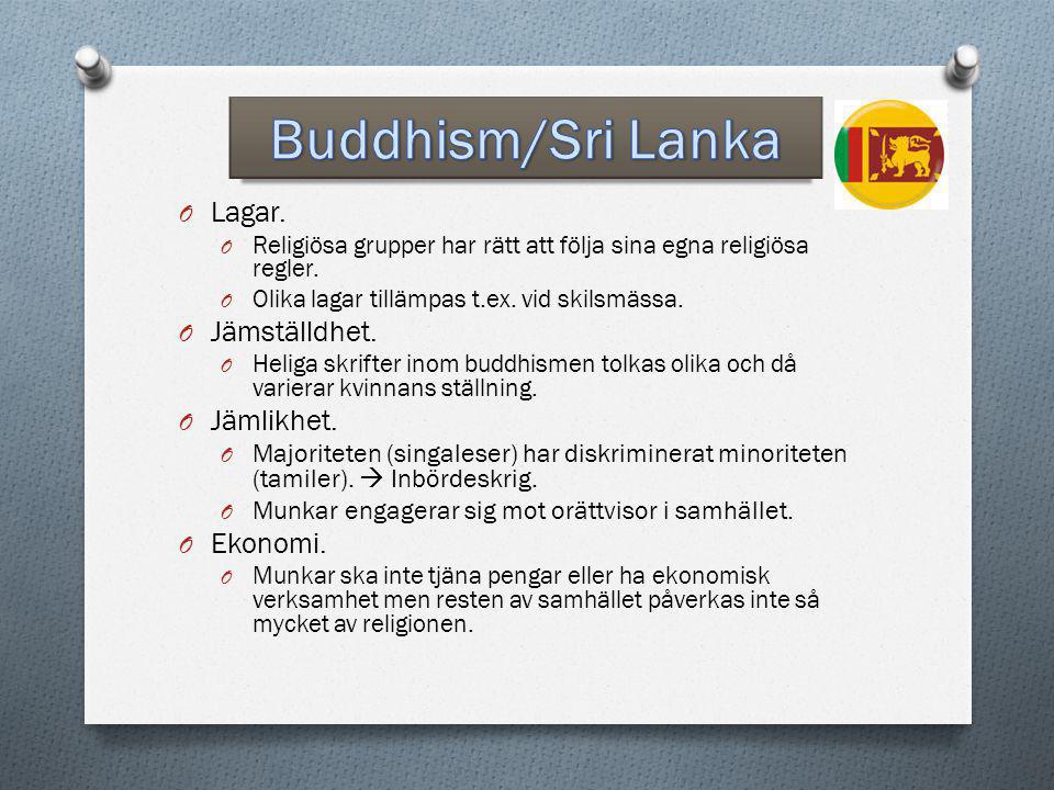 Buddhism/Sri Lanka Lagar. Jämställdhet. Jämlikhet. Ekonomi.