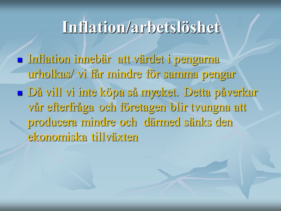 Inflation/arbetslöshet