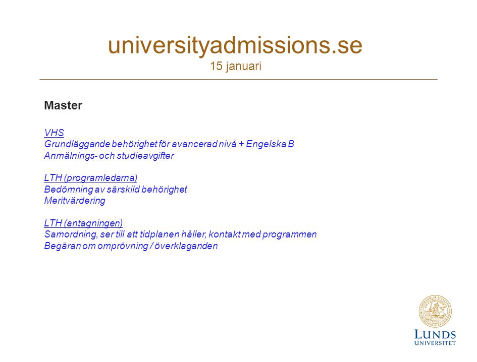 universityadmissions.se 15 januari