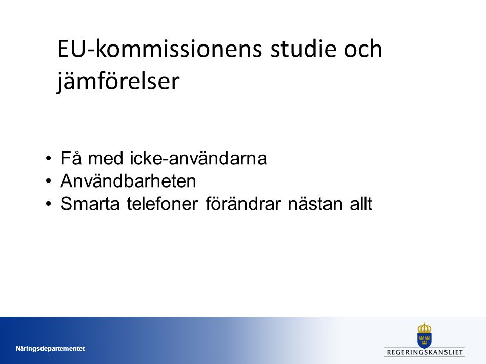 EU-kommissionens studie och jämförelser