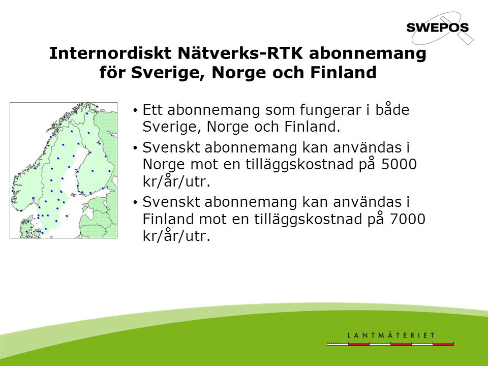 Internordiskt Nätverks-RTK abonnemang för Sverige, Norge och Finland