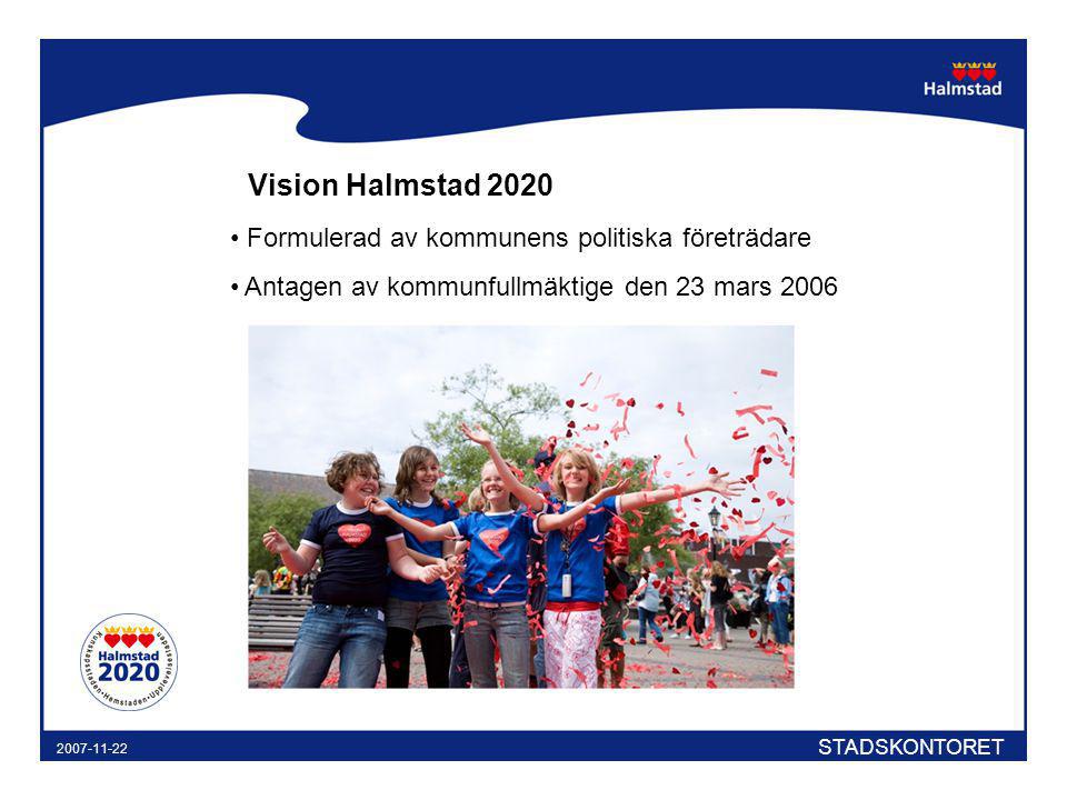 Vision Halmstad 2020 Formulerad av kommunens politiska företrädare